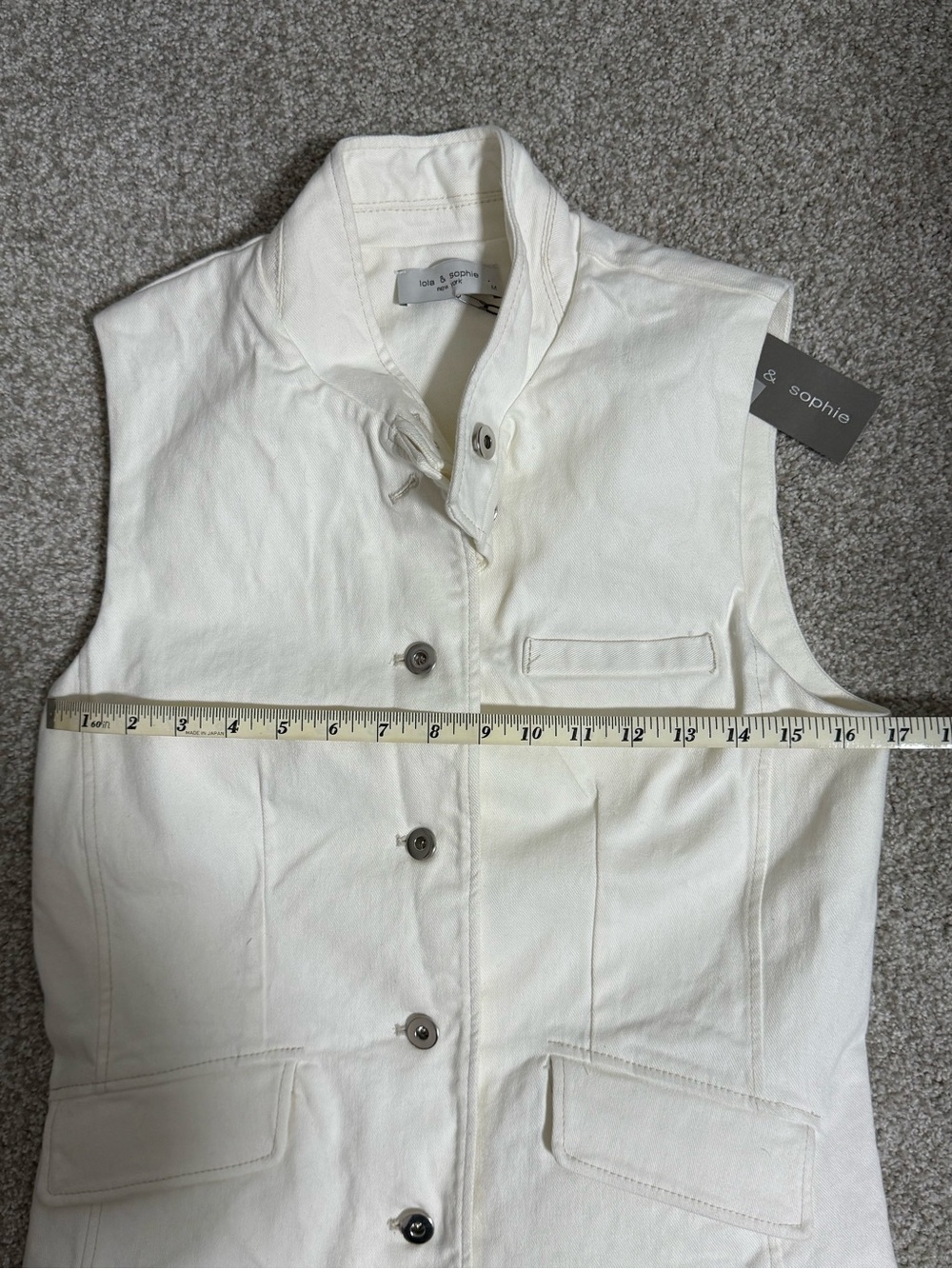 Lola & Sophie Cream Button-Front Vest - Picture 6 of 8